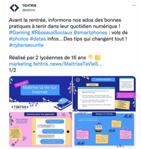 Tweet de TEHTRIS pour former les jeunes à la cybersécurité