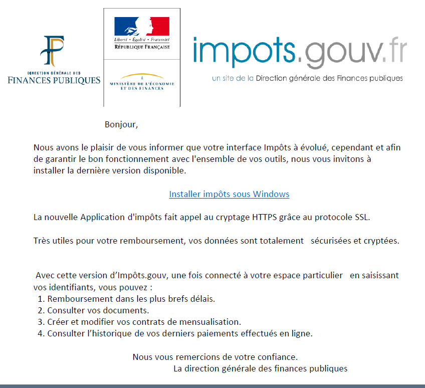 Exemple Phishing Impots